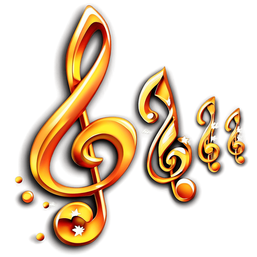 Golden Treble Clef PNG 78