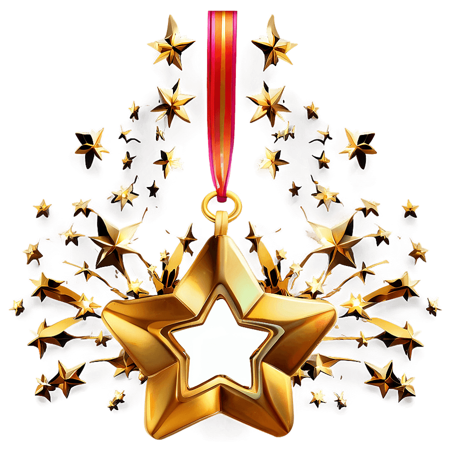Gold Star Decoration PNG xyr