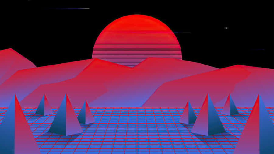 Vaporwave Sonnenuntergang Landschaft 4 K U H D