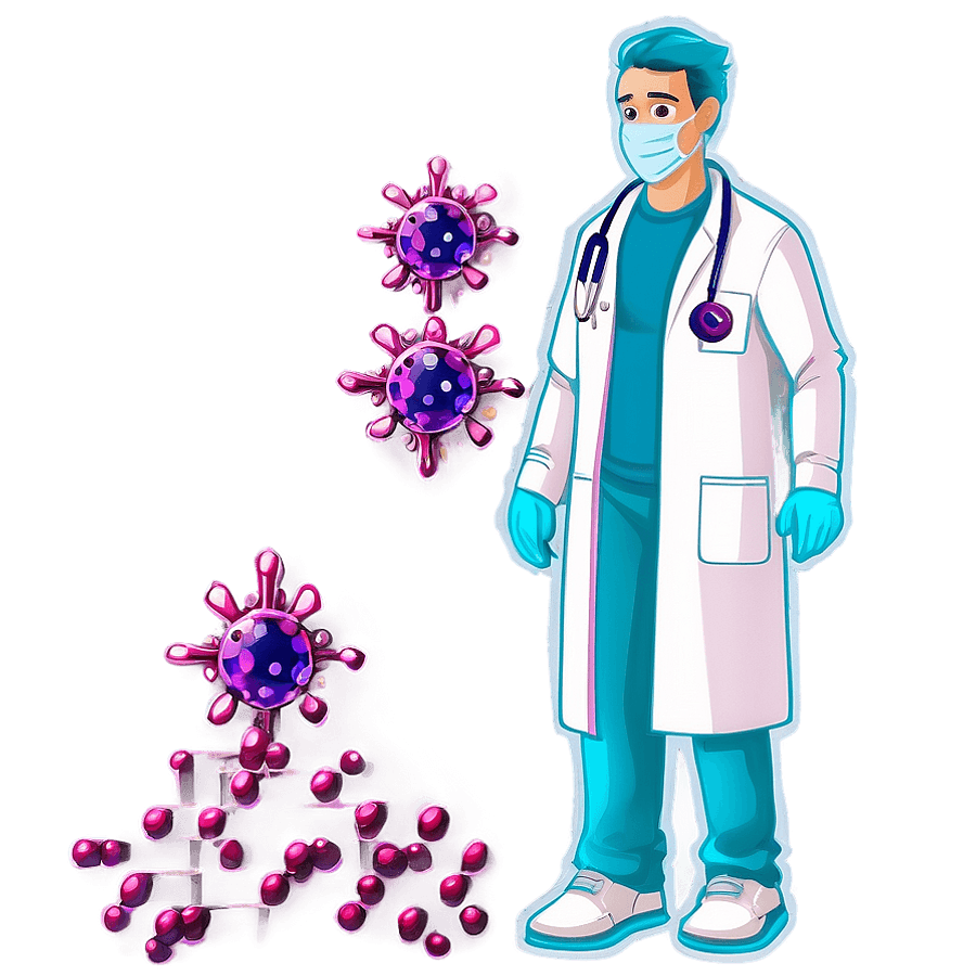 Cartoon Virus in Lab Coat PNG 36