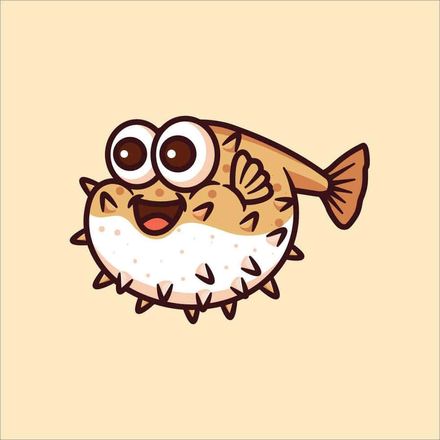 Tegneserie Pufferfish Lykke