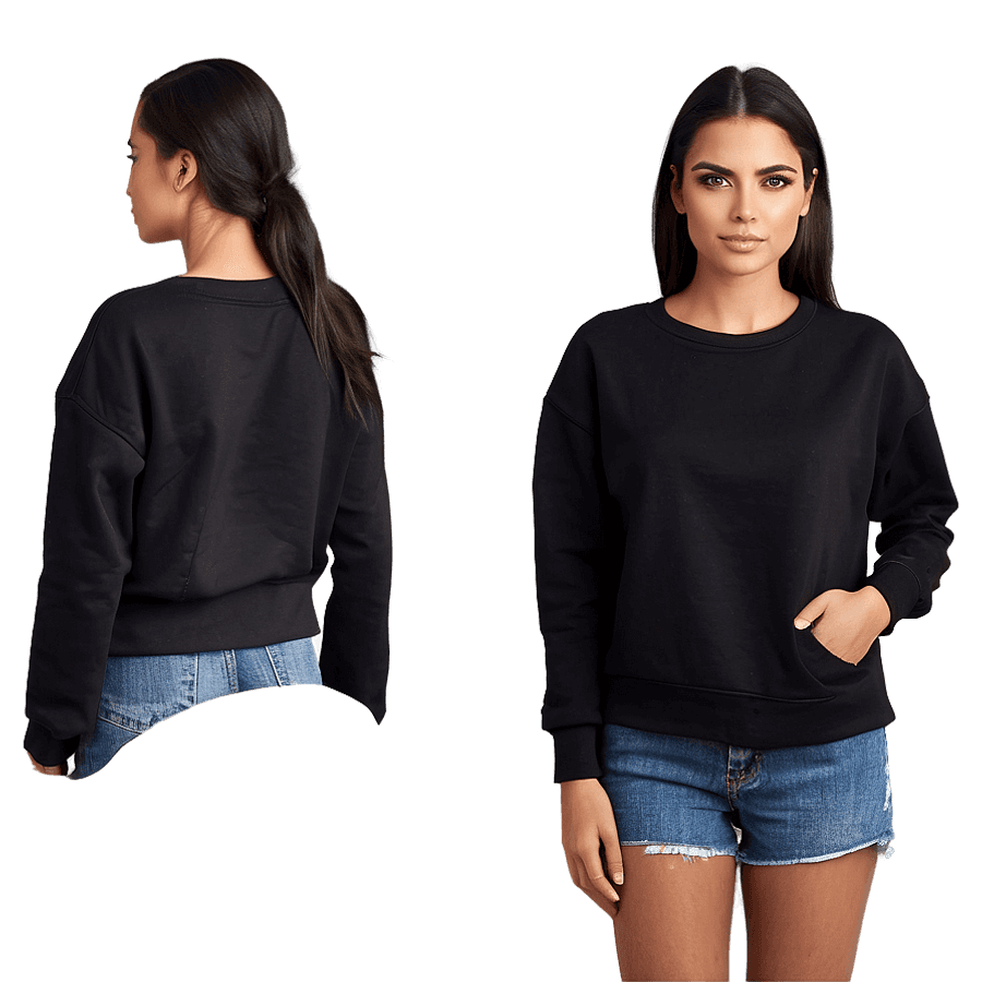 Black Sweatshirt with Asymmetrical Hem PNG jhx