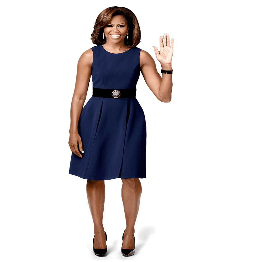 Elegant Michelle Obama Fashion Look PNG qhw46