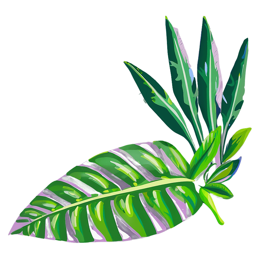 Tropical Leaves Cartoon PNG ohr6