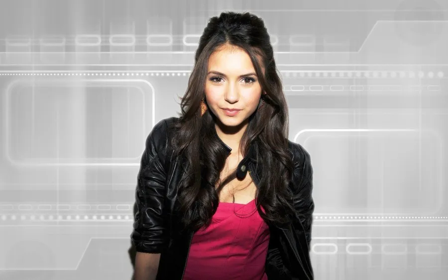 Nina Dobrev With Leather Jacket
