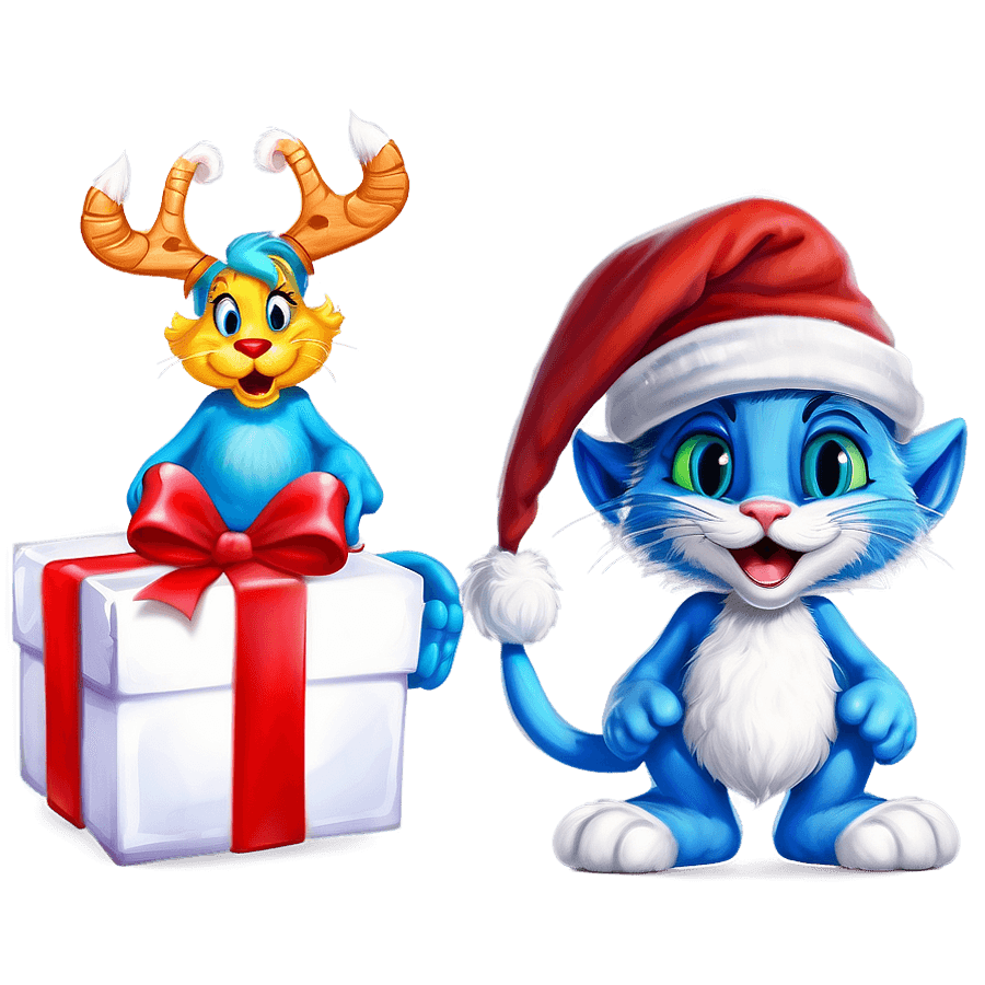 Smurf Cat with Christmas Hat PNG 90