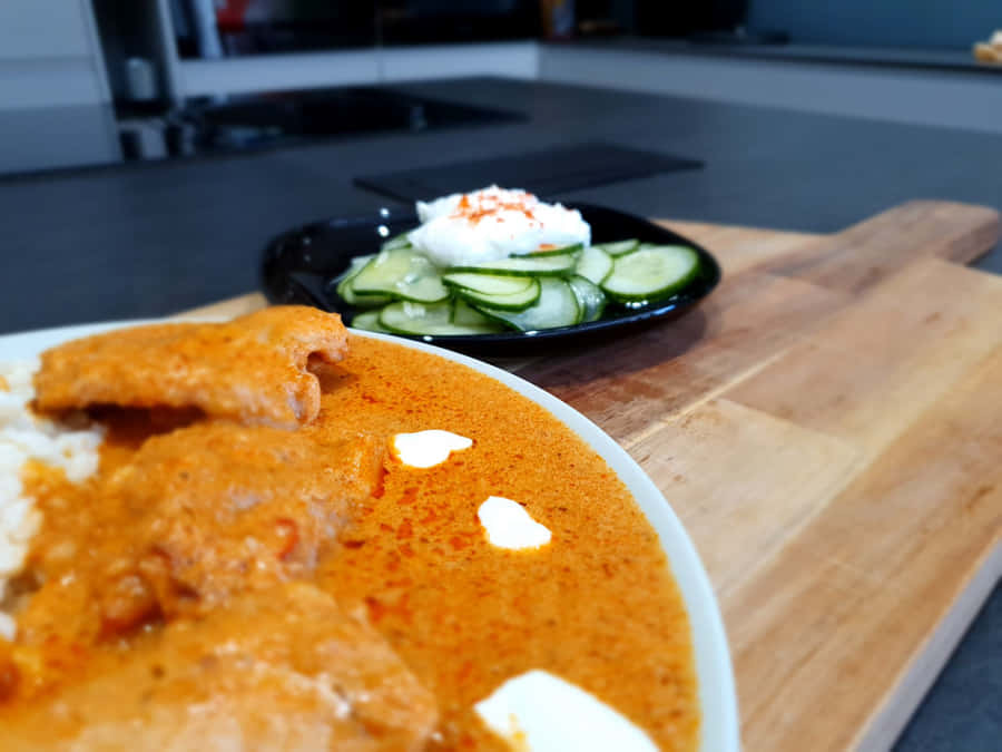 Hungarian Paprikás Csirke With Cucumber Salad