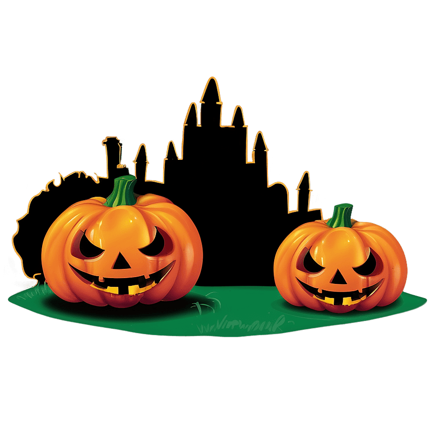 Charming Halloween Night Scene PNG 06112024