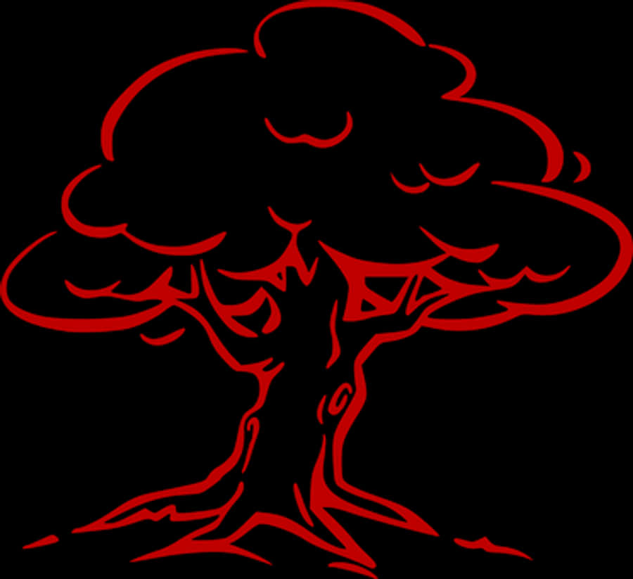 Red Outline Tree Illustration