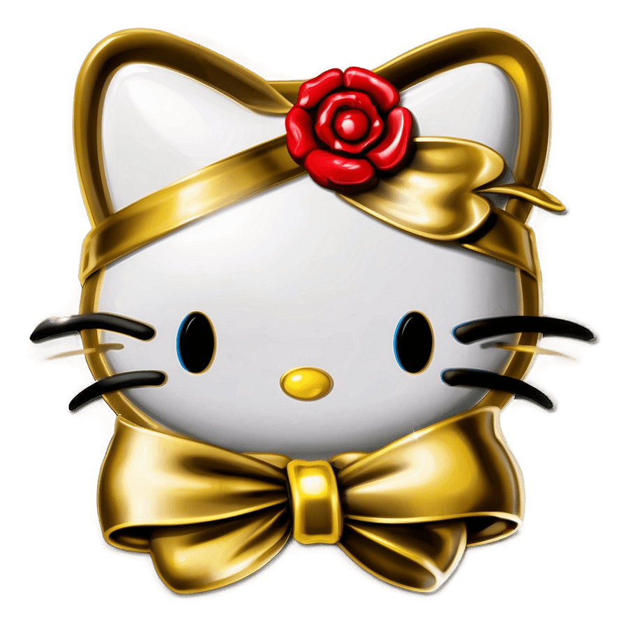 Hello Kitty Golden Bow PNG enu
