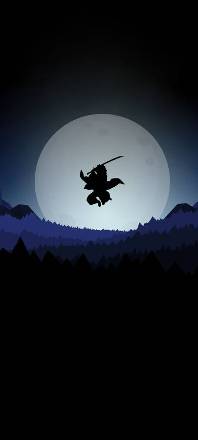 Silhuetade Lua Ninja de Anime Legal para Telefone