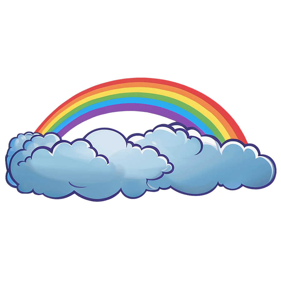 Rainbow With Puffy Clouds PNG 06282024