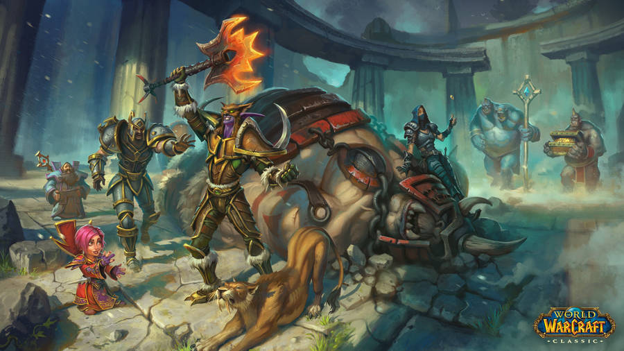 "WowClassic Digital Illustration" kan översättas till "Wow-klassisk digital illustration". Detta skulle kunna användas som en beskrivning av en tapet för en datorskärm eller mobil bakgrund som visar en digital illustration av spelet World of Warcraft Classic.