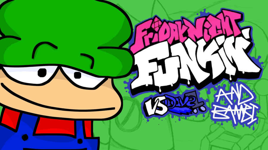 Umpersonagem de desenho animado com um chapéu verde e uma camisa verde.