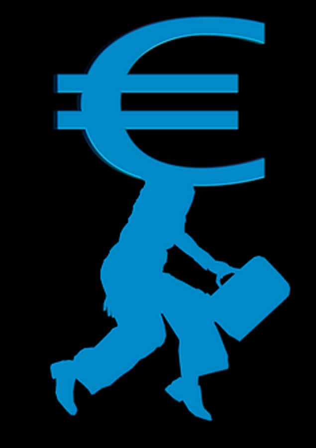 Euro Currency Running Man Silhouette