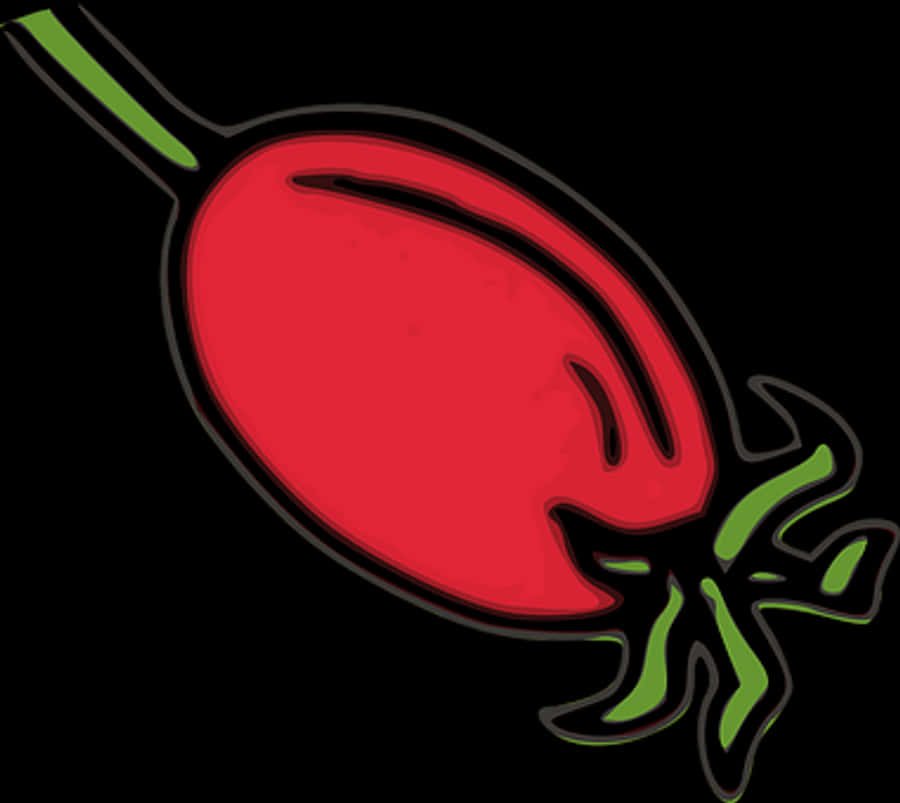 Stylized Red Rose Hip Illustration