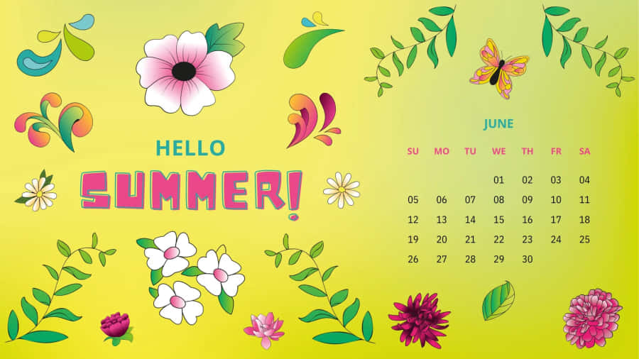 Hej Sommer Juni Kalender Desktop Baggrund