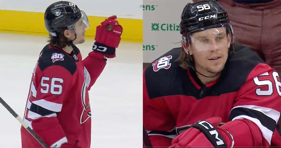 Erik Haula Hockeyspieler Aktion und Porträt