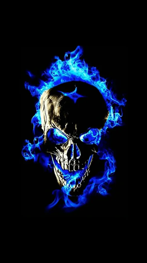 Blue flame skull wallpaper