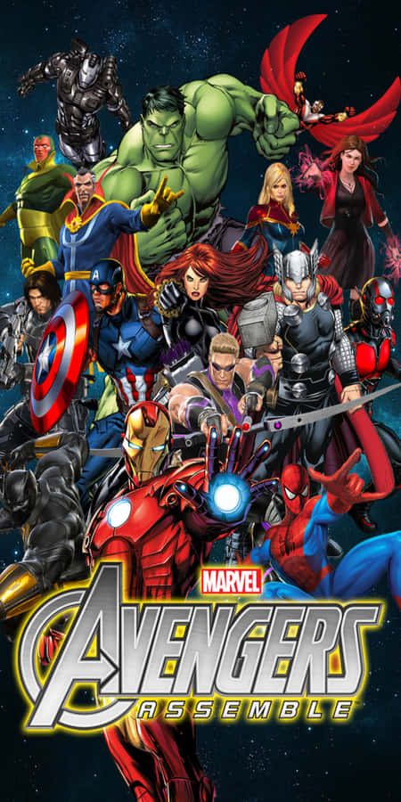 Stelledas Pixel 3 Avengers Hintergrundbild zusammen.
