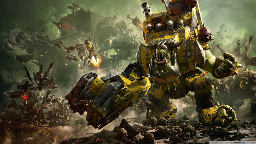Orker i kamp Warhammer 40K HD tapet