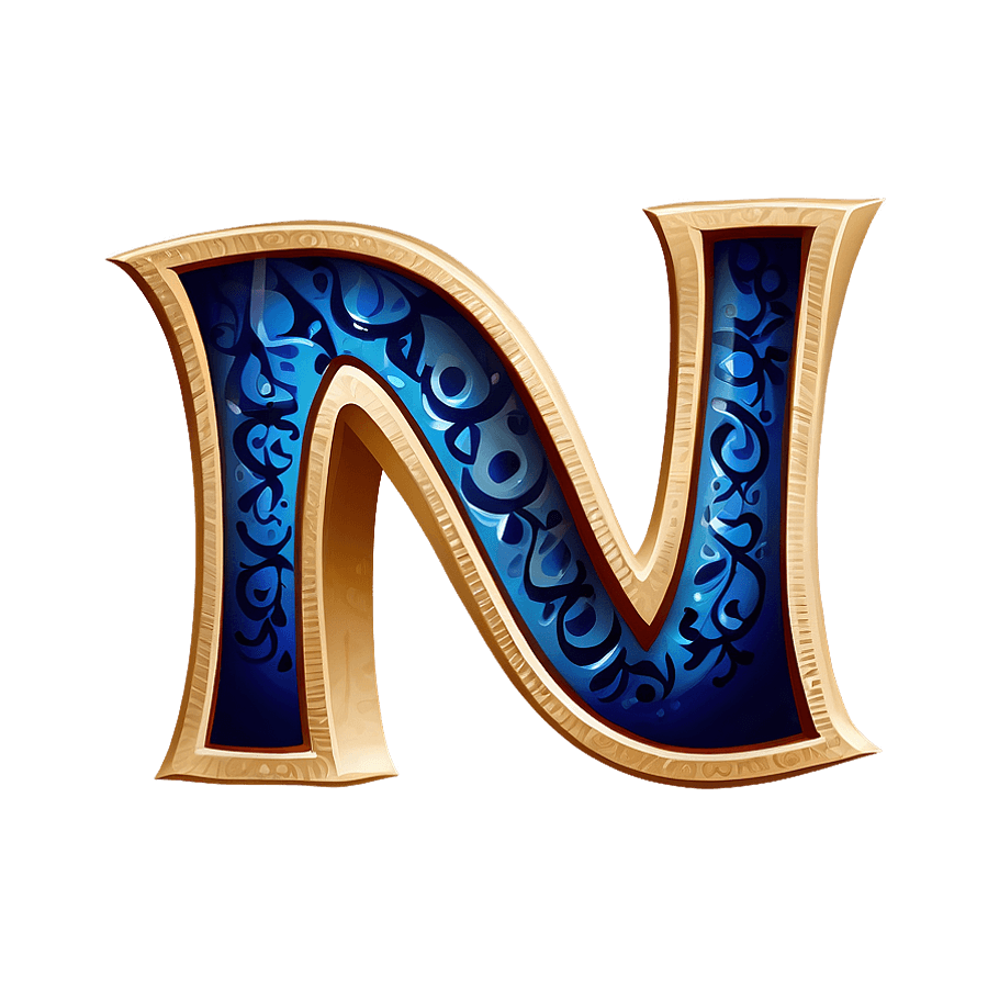 Stylized Letter N Art PNG 2