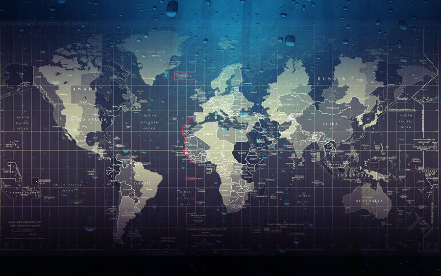 Blue World Maps Water Droplets