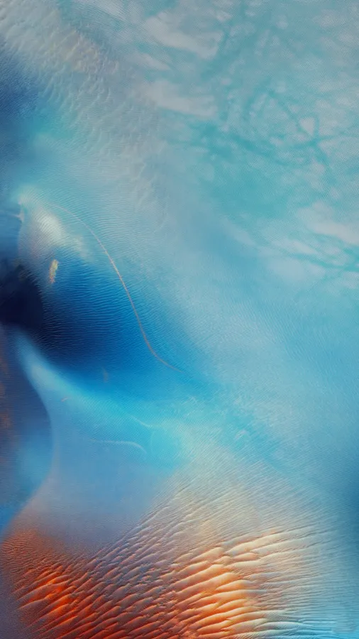 Light Blue Orange Water Art iOS 9