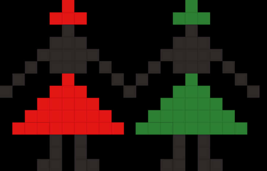Pixelated Dancers Holding Hands