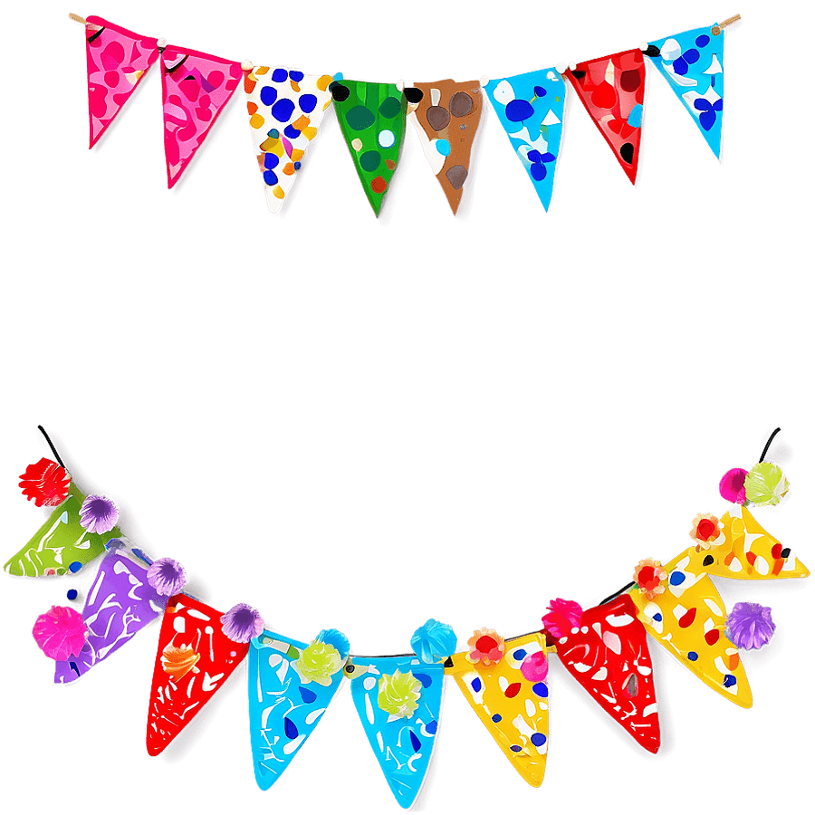 Triangle Banner with Pom Poms PNG gav80