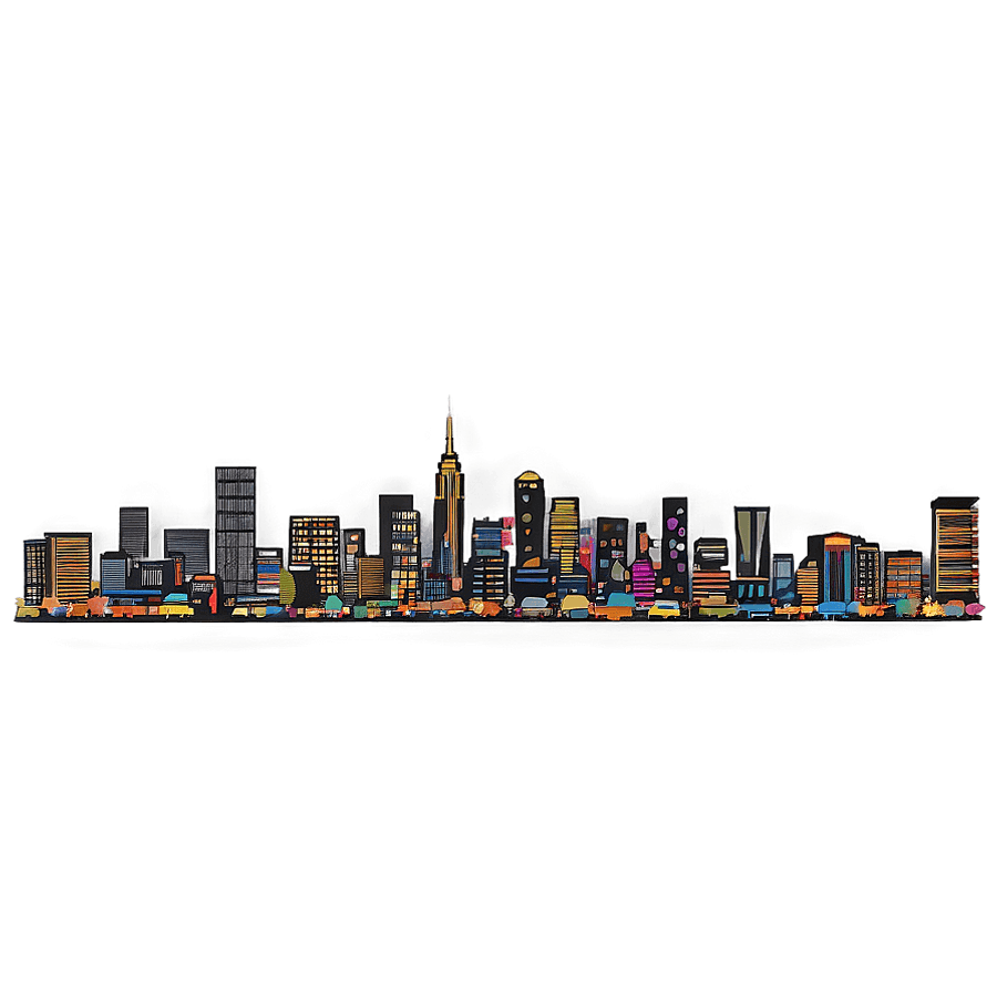 Urban Cityscape Painting PNG uon