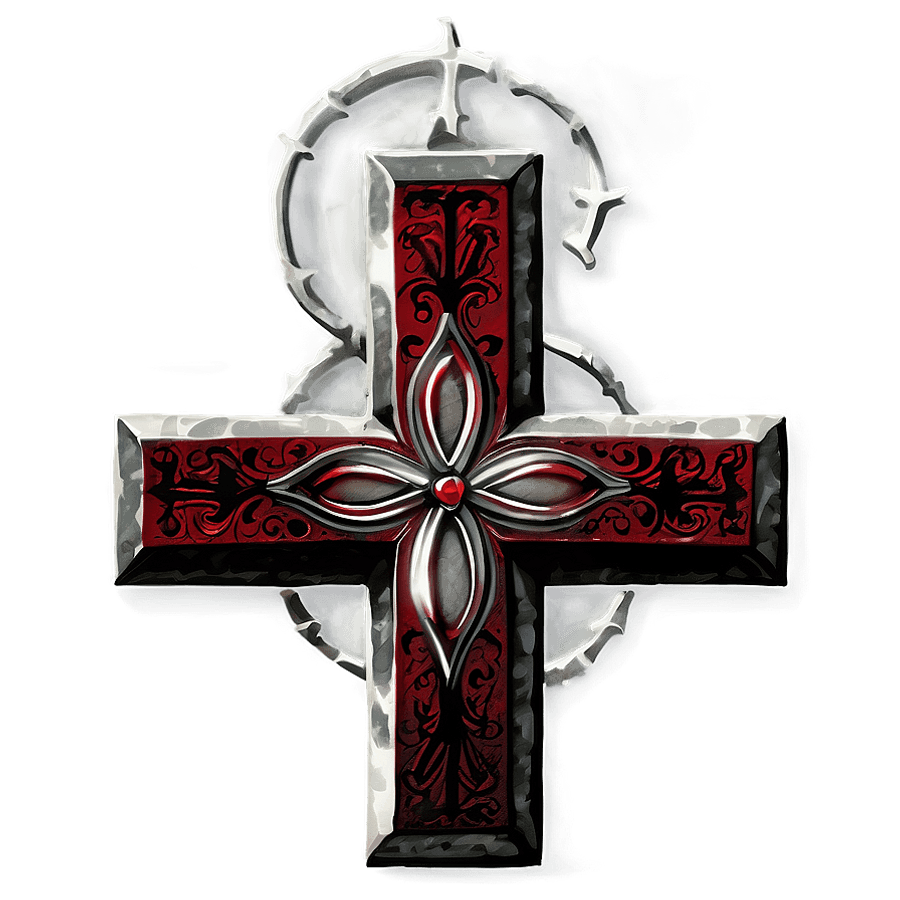 Gothic Cross in Circle PNG 05262024