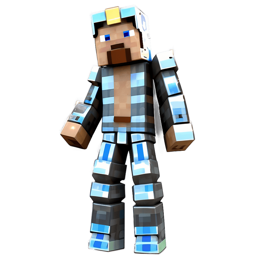 Minecraft Steve in Iron Armor PNG 05262024