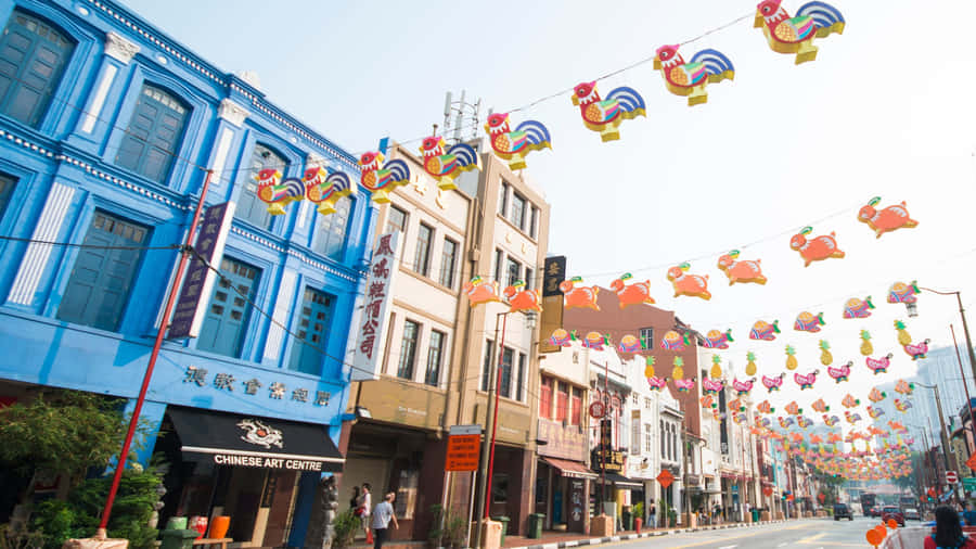 Decorazioni Stradali Colorate di Chinatown Singapore