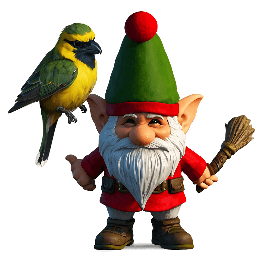 Gnome and Bird Friends PNG xqn12