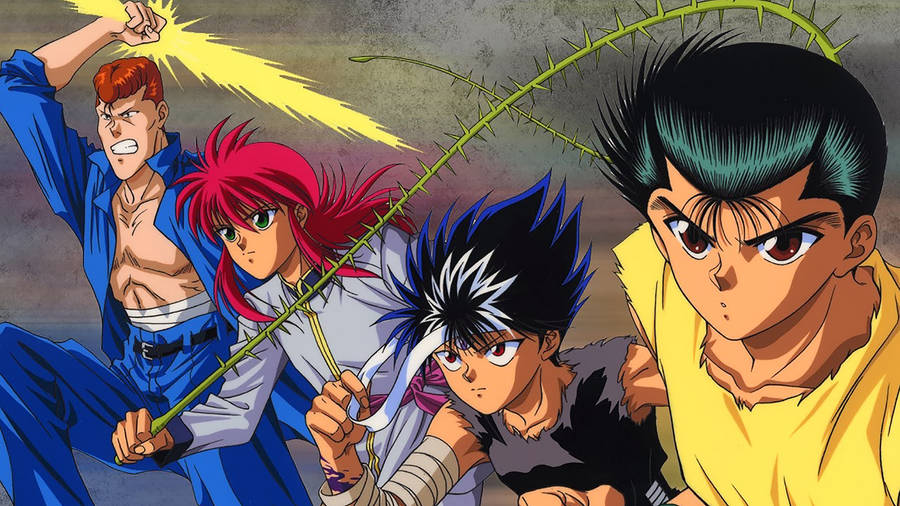 "Posterof YuYu Hakusho" in Swedish would be "Affisch av YuYu Hakusho". Det här skulle kunna vara en bra bakgrundsbild för din dator eller mobiltelefon. Det visar en av dina favorit anime-serier och ger en cool estetisk touch till din enhet. Varför inte ladda ner den idag och njuta av den fantastiska bilden varje gång du använder din enhet?