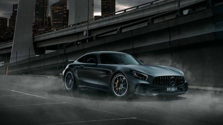 Illustrationeines schwarzen Mercedes Benz AMG GT R Hintergrundbilds