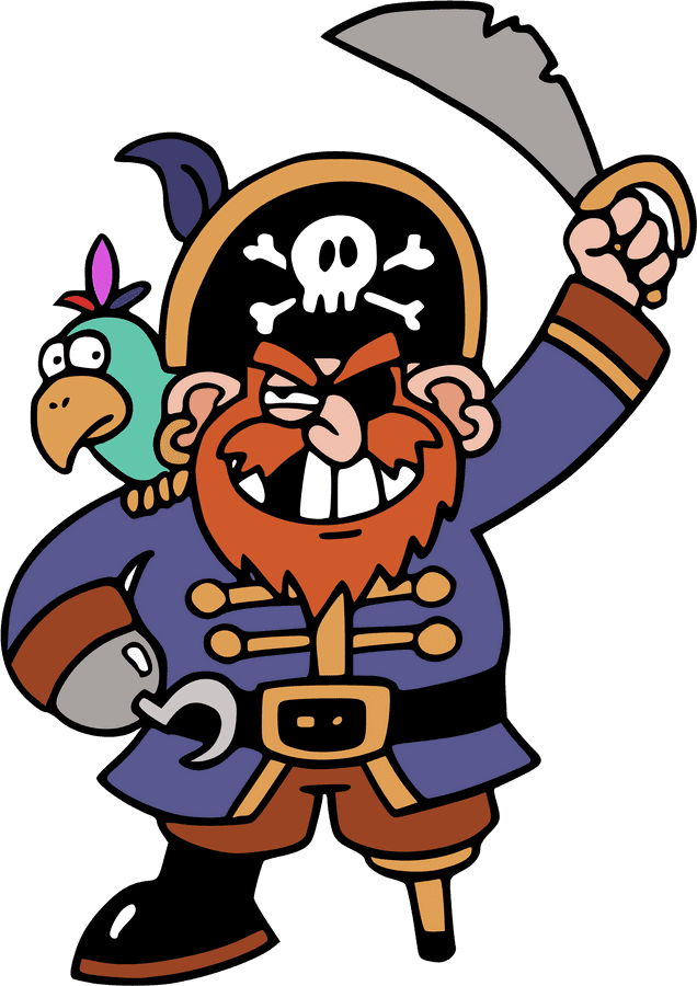 Cartoon Piratewith Parrot