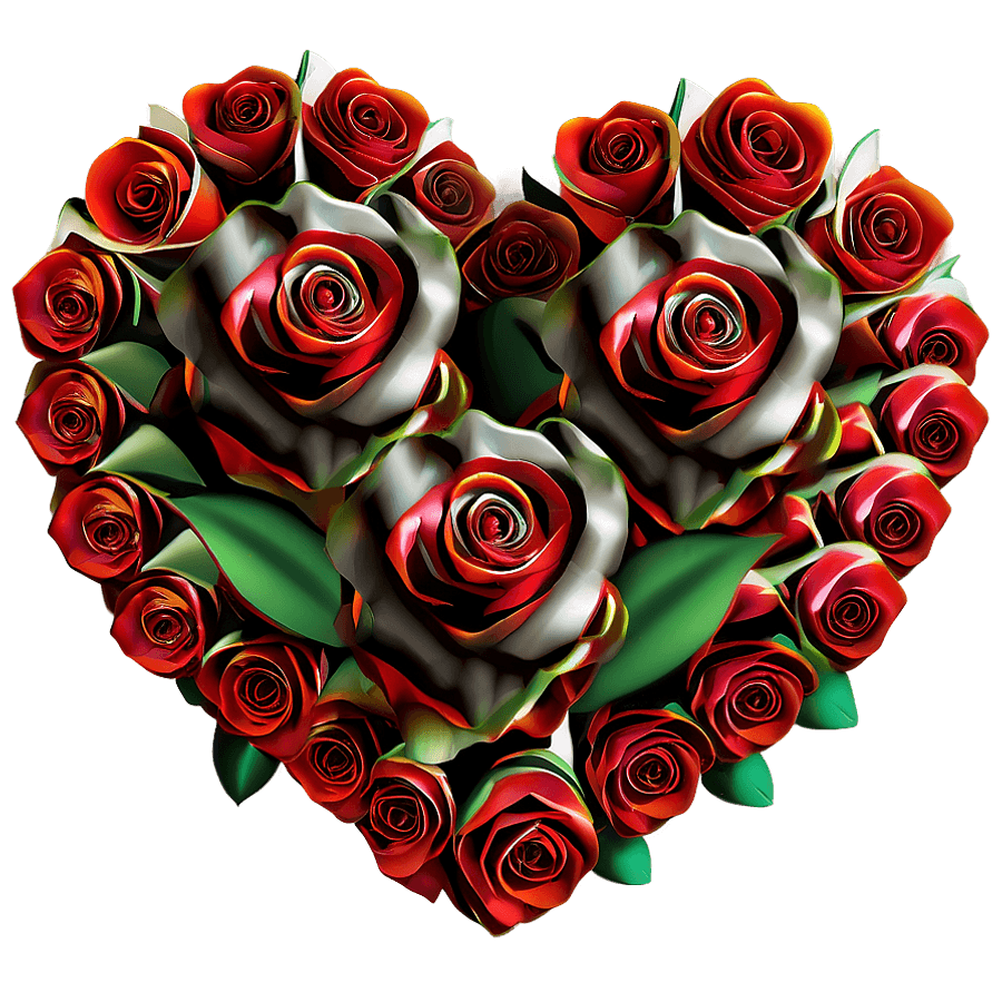 Heart-shaped Roses Bouquet PNG 36