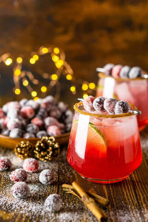 Brilhantecoquetel de margarita de cranberry e gengibre.