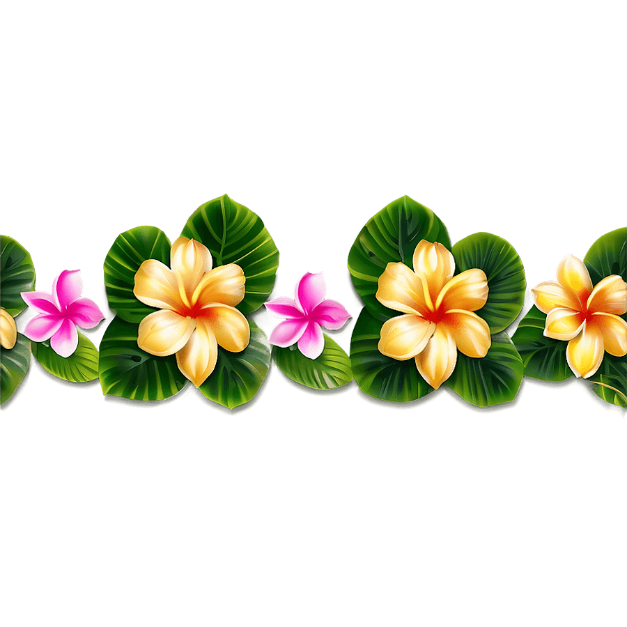 Hawaiian Flower Border PNG 05262024