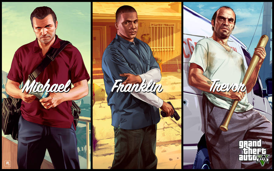 Download 4k Gta 5 Split-screen Characters Wallpaper | Wallpapers.com