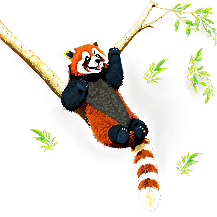 Red Panda Hanging from Tree PNG 05212024