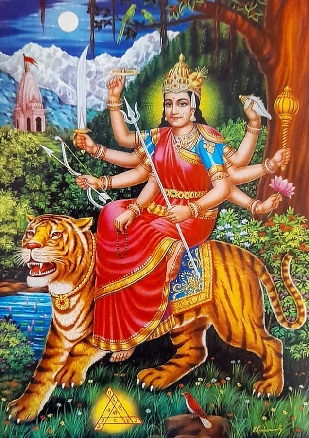 Goddess Durga di Lukisan Harimau