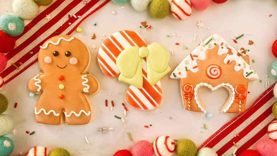 Decorações Festivas de Biscoitos de Gengibre