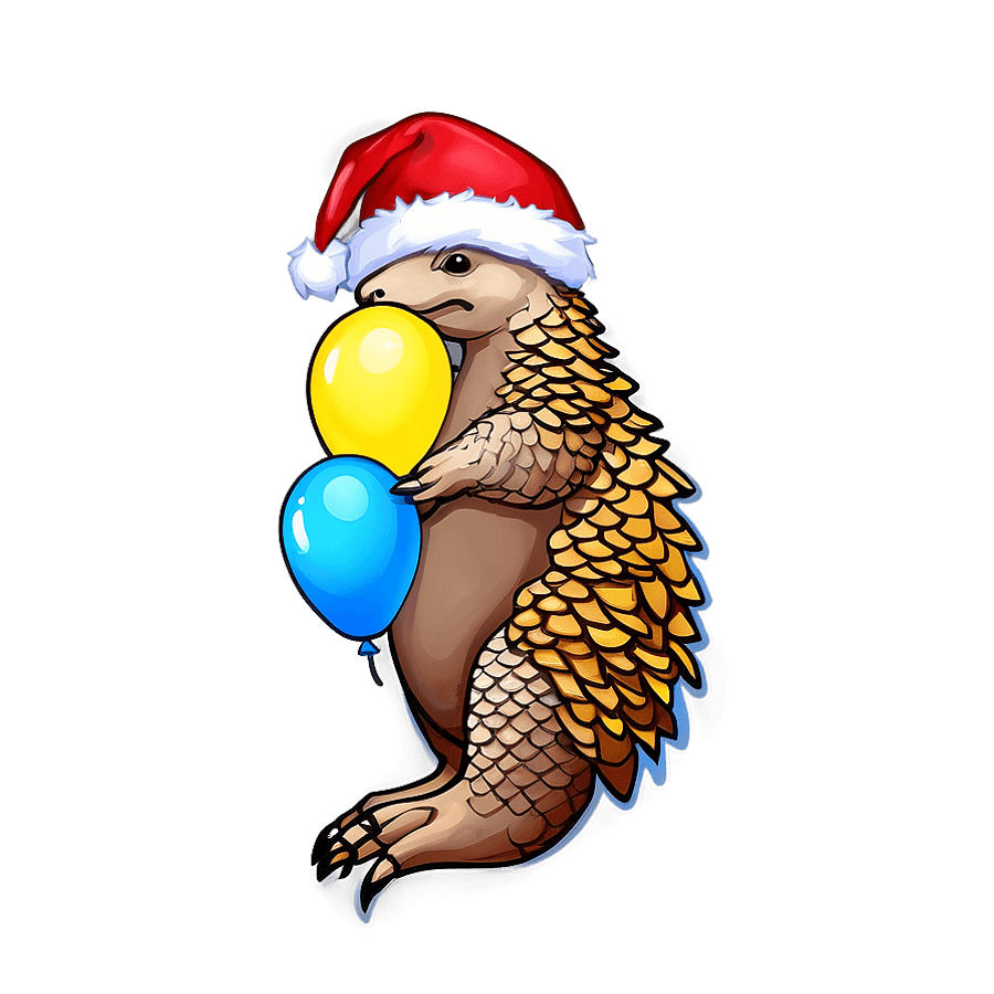 Festive Pangolin Celebration PNG 06212024
