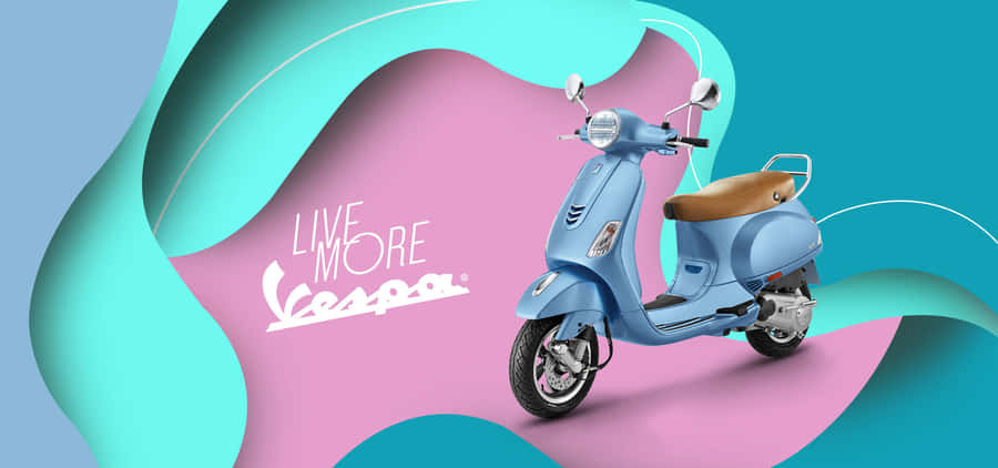 Bildeines hellblauen Vespa Scooters