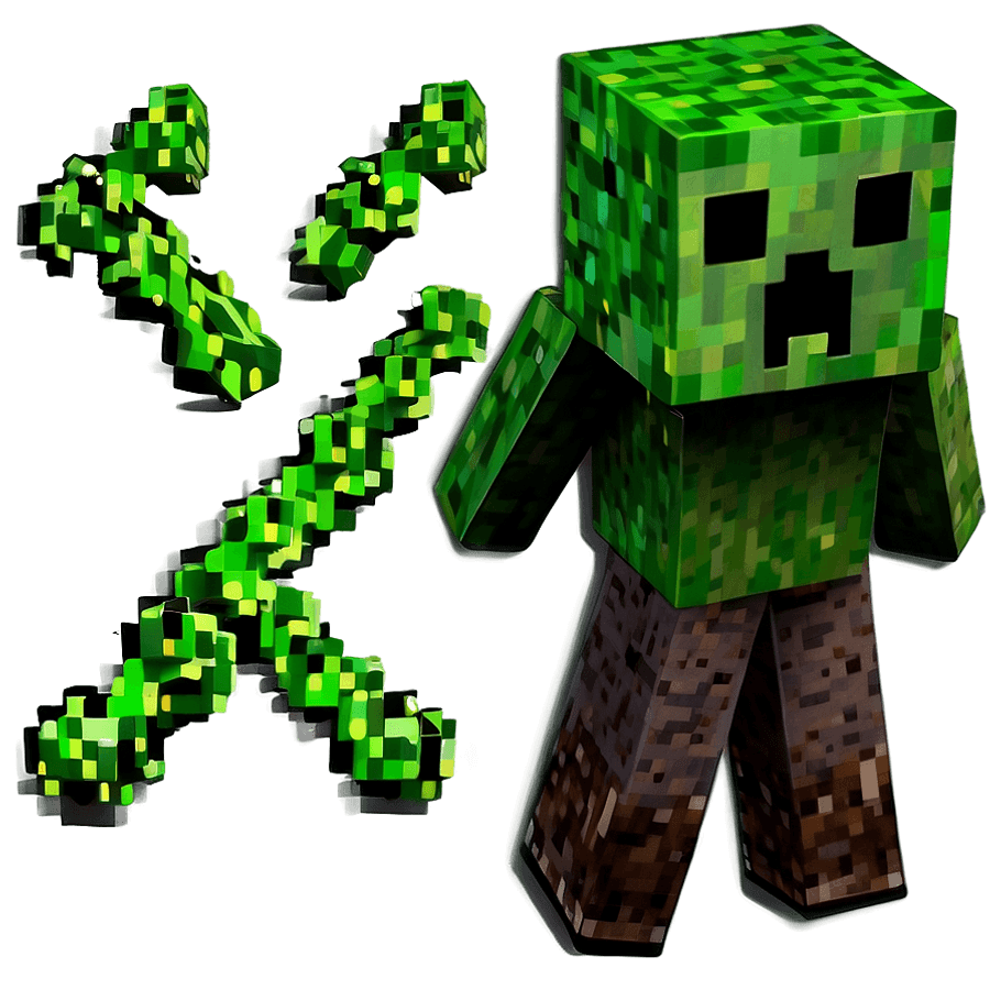 Cute Minecraft Creeper Character PNG lwo16