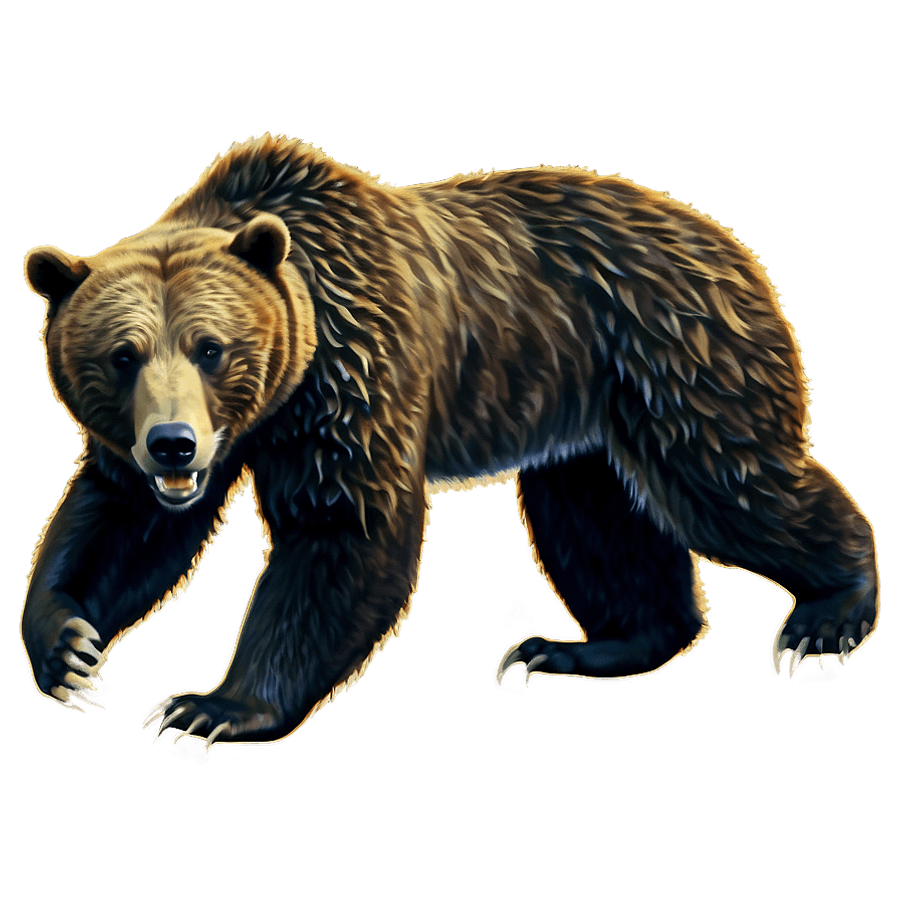Vintage Grizzly Bear Illustration PNG 7