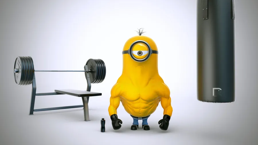 Minion in gym wallpaper